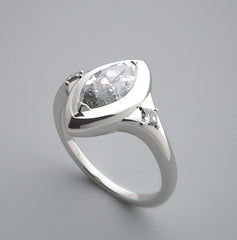 DESIGNER MARQUISE SHAPE RING SETTING WITH DIAMOND ACCENTS