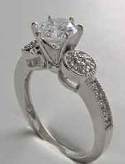 FEMININE MILL GRAINED DIAMOND ENGAGEMENT RING SETTING OR REMOUNT