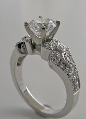 ENGAGEMENT RING SETTING OR REMOUNT FEMININE PAVE DIAMOND DETAILING