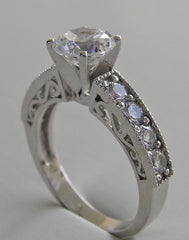 GOLD OR PLATINUM CLASSIC DIAMOND ACCENTED ENGAGEMENT RING SETTING