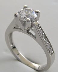 HIGH SET ENGAGEMENT RING SETTING WITH DIAMOND ACCENTS