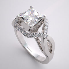 ARTISTIC ENGAGEMENT RING SETTING GEOMETRIC ART DECO STYLE COLLECTION WITH DIAMOND ACCENTS