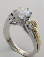 LOVELY TWO TONE CLASSIC DIAMOND ENAGEMENT RING SETTING