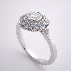 FEMININE DIAMOND ACCENT ENGAGEMENT RING SETTINGS MIL GRAIN DETAILS