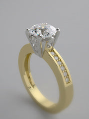 14K YELLOW GOLD SOLITAIRE DIAMOND ACCENTED ENGAGEMENT RING SETTING