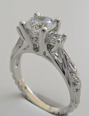 ART NOUVEAU ANTIQUE STYLE ENGRAVED ENGAGEMENT RING SETTING