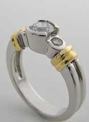 ENGAGEMENT RING SETTING FEMININE DETAILS TWO TONE GOLD