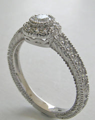 CHARMING PETITE HALO DESIGN ANTIQUE STYLE DIAMOND ENGAGEMENT RING SETTING