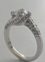 GRACEFUL UNUSUAL ENTWINNED SWIRL DESIGN SOLITAIRE RTING SETTING WITH DIAMOND ACCENTS