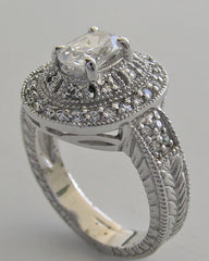 DIAMOND HALO RING SETTING OR RE-MOUNT RING SETTING WITH DIAMOND ACCENTS