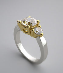 DYNAMIC TWO TONE GOLD THREE STONE RING SETTING