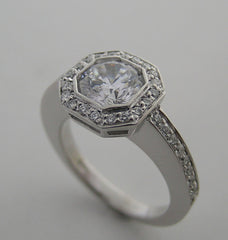 UNUSUAL ANTIQUE STYLE OCTOGNAL HALO DESIGN DIAMOND RING SETTING