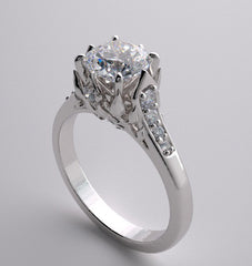 DESIGNER CROWN MOTIF ENGAGEMENT RING SETTING WITH ACCENT DIAMONDS