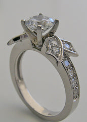 UNUSUAL FEMININE BOW STYLE ENGAGEMENT RING SETTING