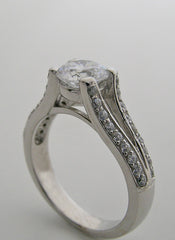 SPLIT SHANK DIAMOND ACCENT ENGAGEMENT RING OR RE-MOUNT SETTING