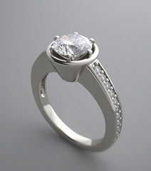 ELEGANT ENGAGEMENT RING SETTING REMOUNT WITH DIAMOND ACCENTS PRONGED BEZEL