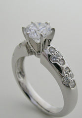 ENGAGEMENT RING SETTING UNUSUAL FLORAL DESIGN DIAMOND ACCENTS