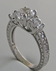 UNIQUE THREE STONE DIAMOND ENGAGEMENT RING SETTING