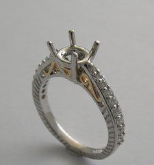 UNUSUAL FEMININE TWO TONE GOLD DIAMOND ENGAGEMENT RING SETTING