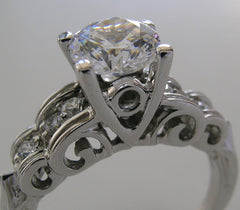 ART DECO ANTIQUE STYLE DIAMOND RIBBON DESIGNED ENGAGEMENT RING SETTING