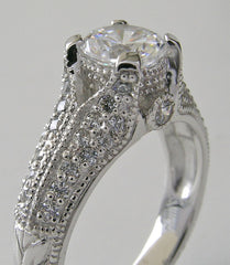 UNUSUAL FVEMININE PAVE DIAMOND ENGAGEMENT RING SETTING