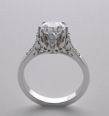 DESIGNER CROWN MOTIF ENGAGEMENT RING SETTING WITH ACCENT DIAMONDS