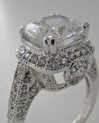 ANTIQUE ART DECO STYLE CUSHION CUT LARGE DIAMOND ACCENT RING SETTING