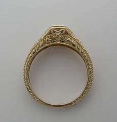 GOLD ART DECO ANTIQUE STYLE DIAMOND RING ENGRAVE DETAILS