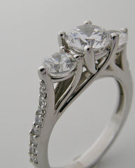 UNIQUE THREE STONE DIAMOND RING SETTING