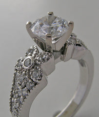 ENGAGEMENT RING SETTING OR REMOUNT FEMININE PAVE DIAMOND DETAILING