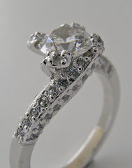 GRACEFUL UNUSUAL ENTWINNED SWIRL DESIGN SOLITAIRE RTING SETTING WITH DIAMOND ACCENTS