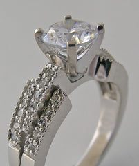 INTERESTING RING SETTING PAVE DIAMOND ACCENTS GOLD OR PLATINUM