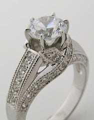 IMPORTANT TRELLIS DESIGN PAVE DIAMOND ENGAGEMENT RING SETTING