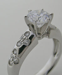 ENGAGEMENT RING SETTING UNUSUAL FLORAL DESIGN DIAMOND ACCENTS