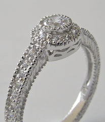 CHARMING PETITE HALO DESIGN ANTIQUE STYLE DIAMOND ENGAGEMENT RING SETTING