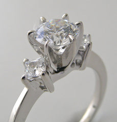 THREE STONE PRINCESS CUT DIAMOND RING SETTING