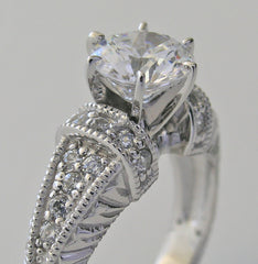 SPECIAL ENGAGEMENT RING SETTING ANTIQUE DECO STYLING WITH PAVE DIAMOND ACCENTS