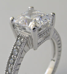 ANTIQUE STYLE PRINCESS CUT DIAMOND RING SETTING