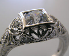 ART DECO STYLE FILIGREE DIAMOND RING SETTING