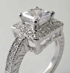 UNUSUAL HALO ACCENT PRINCESS CUT DIAMOND ENGAGEMENT RING SETTTING