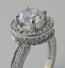 FEMININE HALO DIAMOND ACCENT ENGAGEMENT RING SETTING