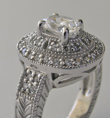 DIAMOND HALO RING SETTING OR RE-MOUNT RING SETTING WITH DIAMOND ACCENTS