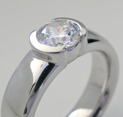 ELEGANT SEMI BEZEL SET DIAMOND ENGAGEMENT RING SETTING OR REMOUNT RING