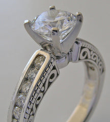 PRETTY DIAMOND DETAIL ACCENT ENGAGEMENT RING SETTING WITH PIERCED WORK