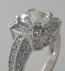 ANTIQUE STYLE ENGAGEMENT RING SETTING WITH DIAMOND ACCENTS