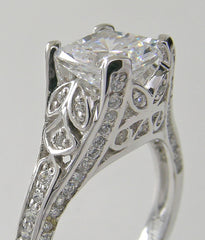 IMPORTANT FLORAL DIAMOND DETAIL PRINCESS SHAPE RING SETTING