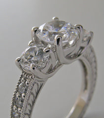 UNIQUE THREE STONE DIAMOND ENGAGEMENT RING SETTING