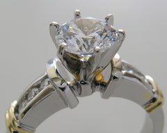 CHARMING DIAMOND DETAILED TWO TONE GOLD ENGAGEMENT RING REMOUNT SETTING