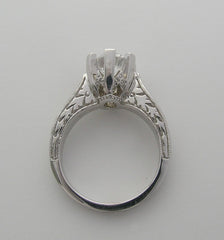 SIX PRONG ENGAGEMENT RING SETTING OR REMOUNT WITH ENGRAVED DETAILS