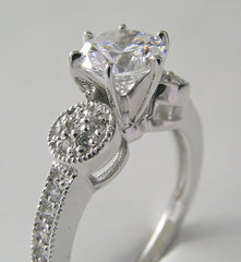 FEMININE MILL GRAINED DIAMOND ENGAGEMENT RING SETTING OR REMOUNT